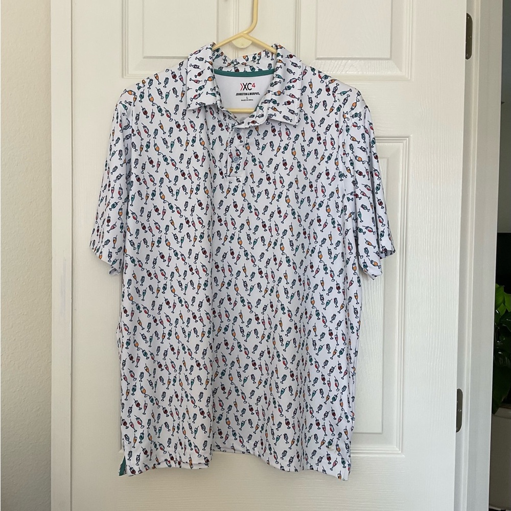 Johnston & Murphy XC4 Performance Polo Shirt Men's Golf Cocktails Print Large